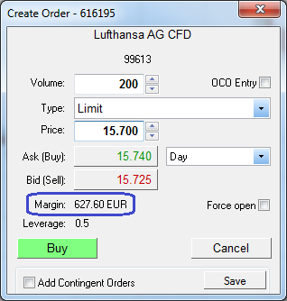 Orderticket Lufthansa-Aktien-CFD